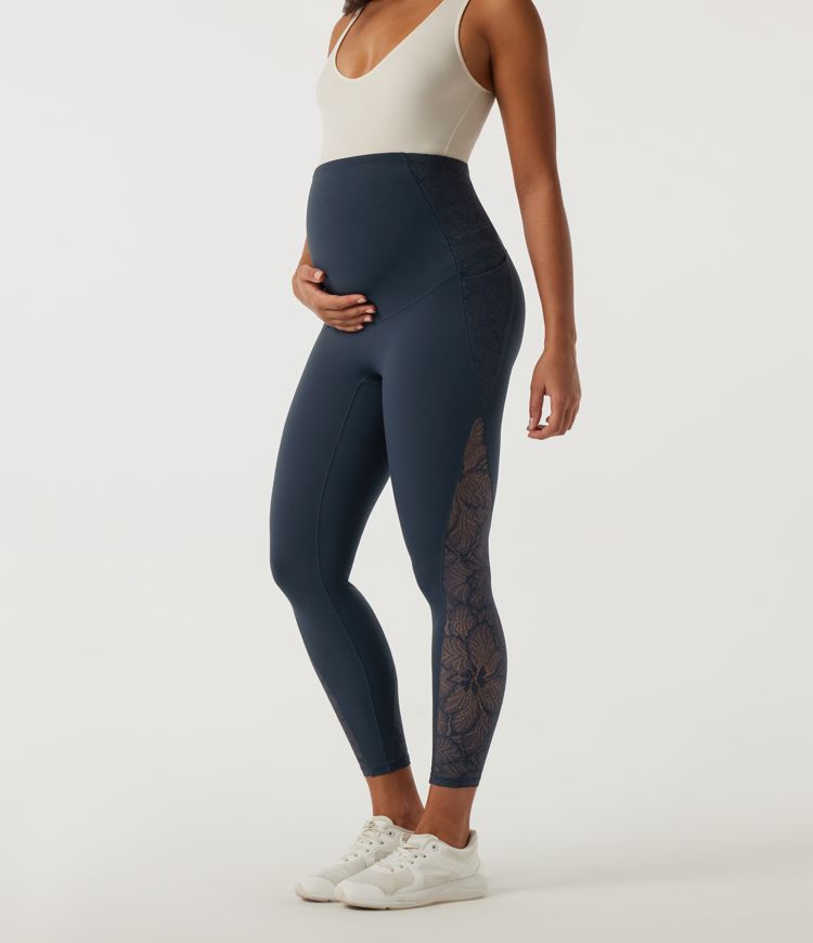 Halara UltraSculpt™ High Waisted Skinny Contrast Lace Yoga Maternity Leggings with Pockets