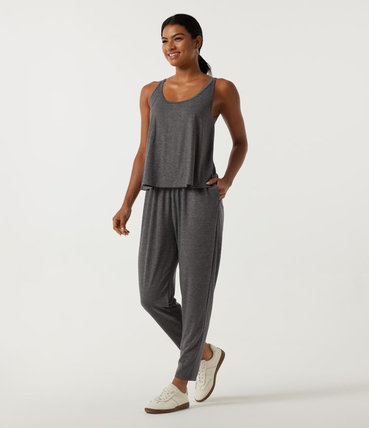 U Neck Sleeveless Built-in Bra Cut Out Tapered Casual Jumpsuit with Pockets-Easy Peezy Edition