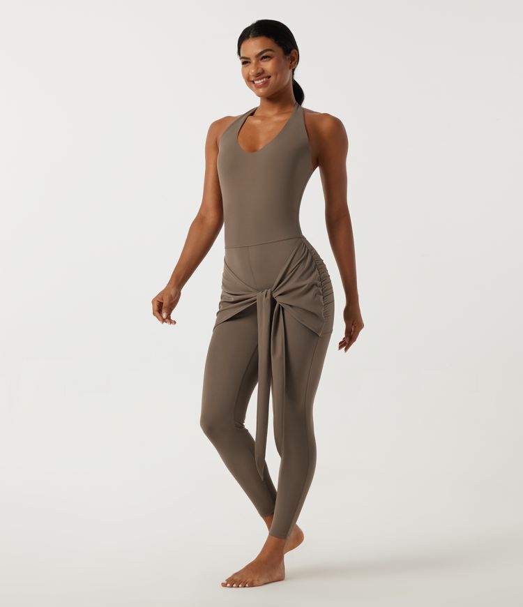 Halara UltraSculpt™ V Neck Sleeveless Cut-Out Back Yoga Jumpsuit with Built-in Bra