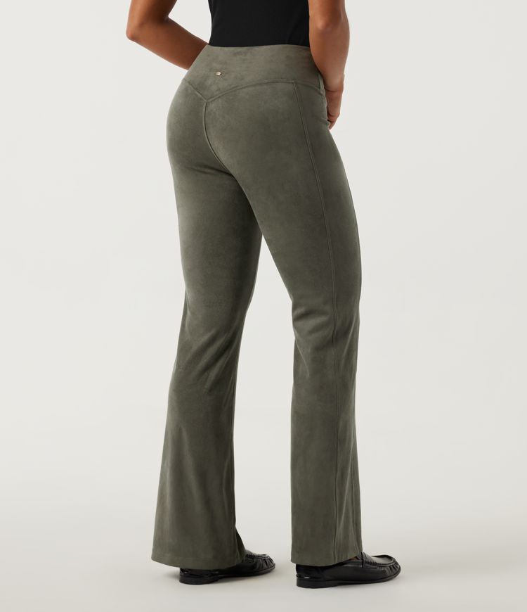 Dusty Olive High Waisted Bootcut Casual Pants with Pocket / 2