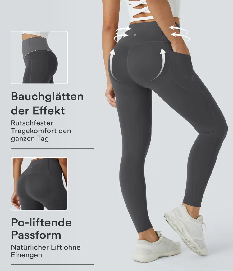 Halara UltraSculpt™ - Formende Workout-Leggings mit hohem Bund, Seitentaschen und Bauchkontrolle - Po-Lifting