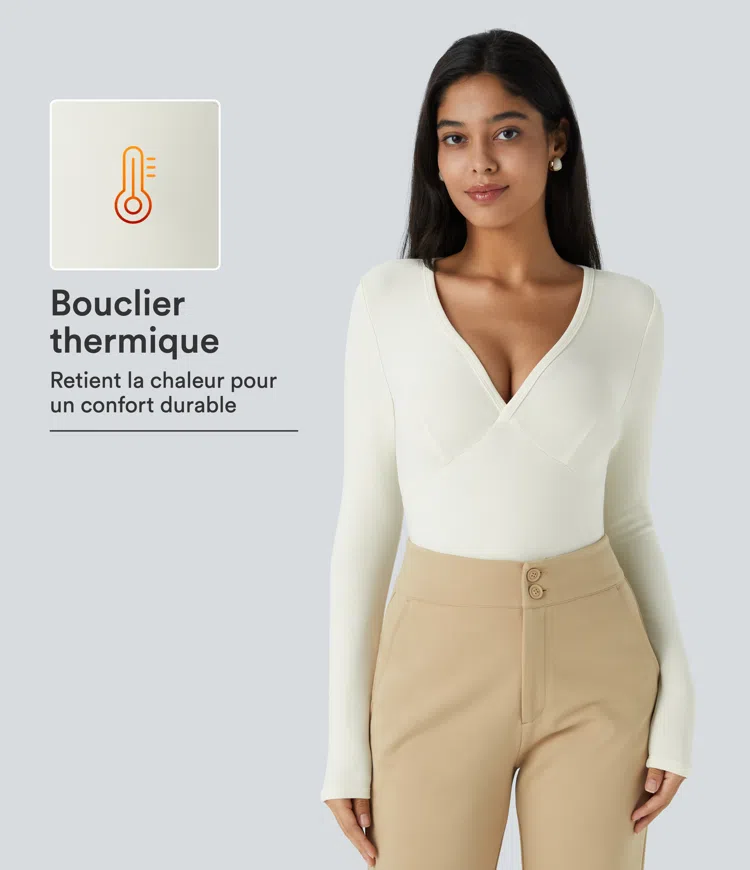 Haut thermique de travail à col en V et manches longues