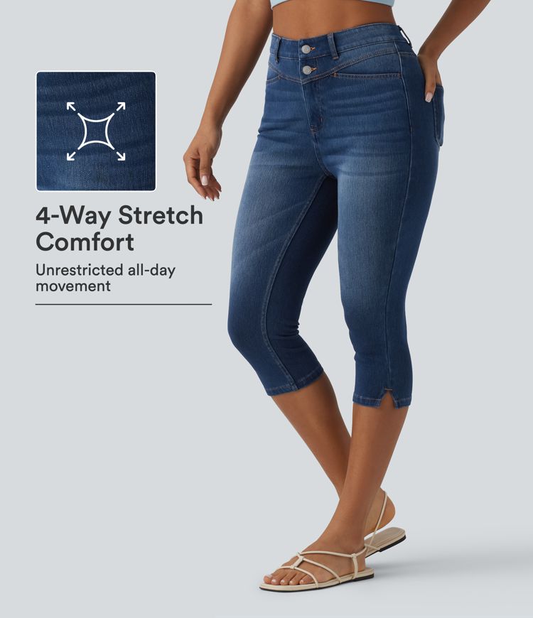 Halara Flex™ High Waisted Split Capri Casual Slim Jeans with Pockets