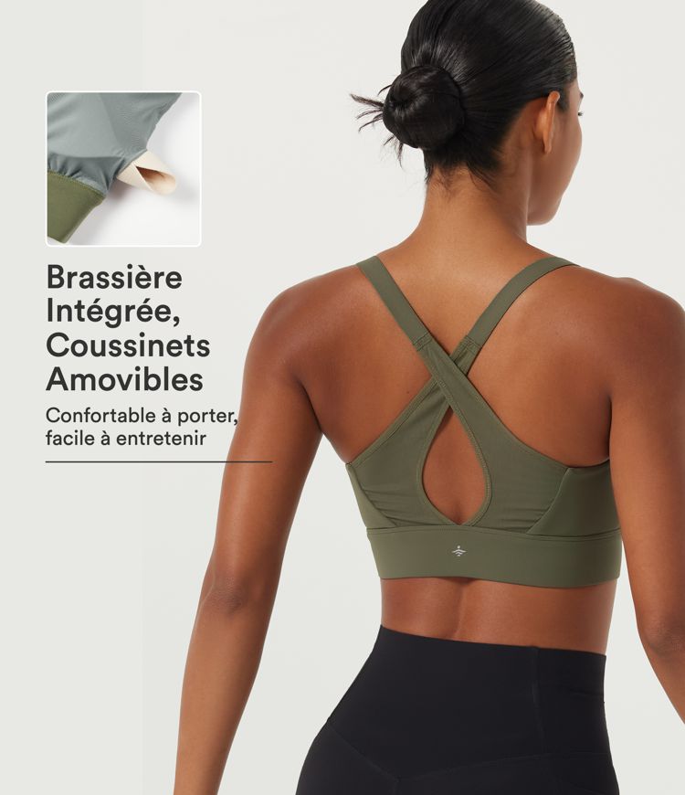 Brassière de running effet frais InstantCool à maintien modéré, encolure cœur croisée et coussinets intégrés, à séchage rapide – UPF 50+