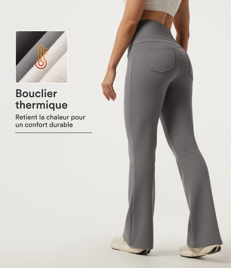 Silent Storm Legging de yoga évasé en polaire taille haute avec poches / 1