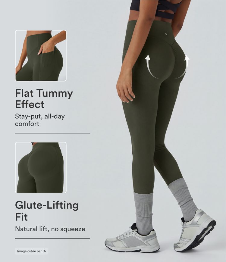 Legging d'entraînement gainant galbant taille haute avec effet scrunch et poches Halara UltraSculpt™