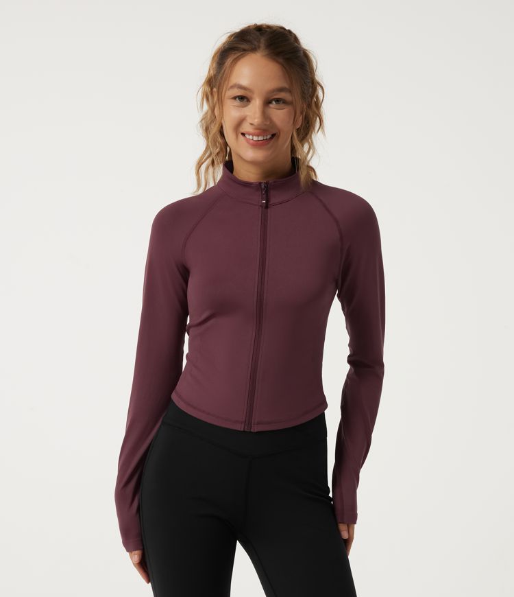 Mock Neck Raglan Long Sleeve Yoga Track Jacket