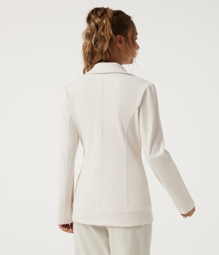 Slightly Pink Long Sleeve Waffle Casual Jacket / 2