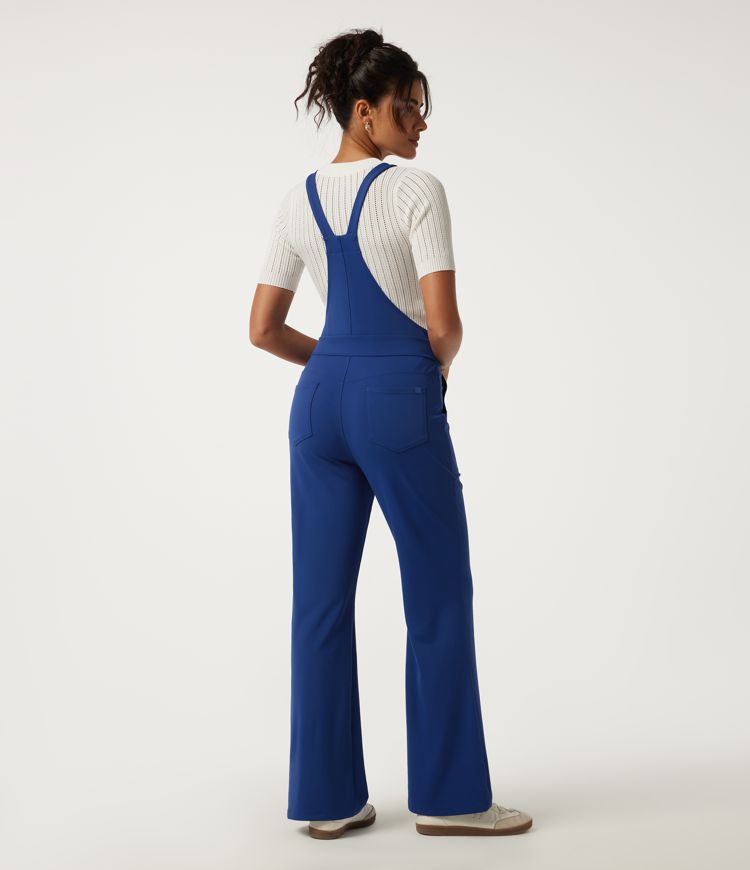 Sodalite Blue Halara DayStretch™ Square Neck Flare Casual Overalls with Pockets / 2