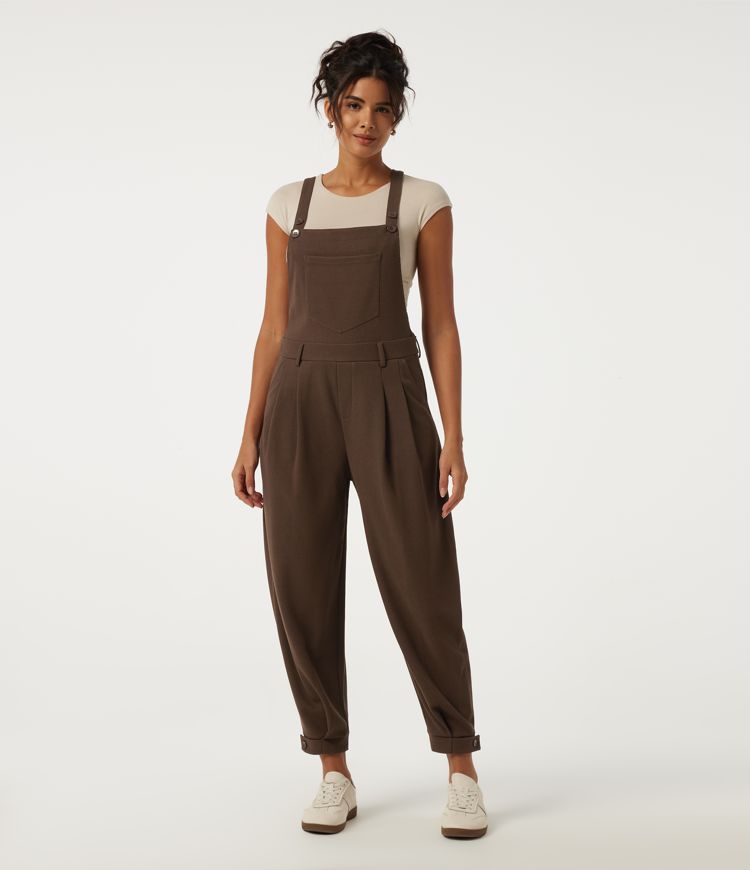 Square Neck Baggy Oversized Casual Overalls with Pockets