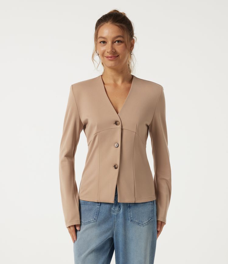 V Neck Long Sleeve Work Blazer