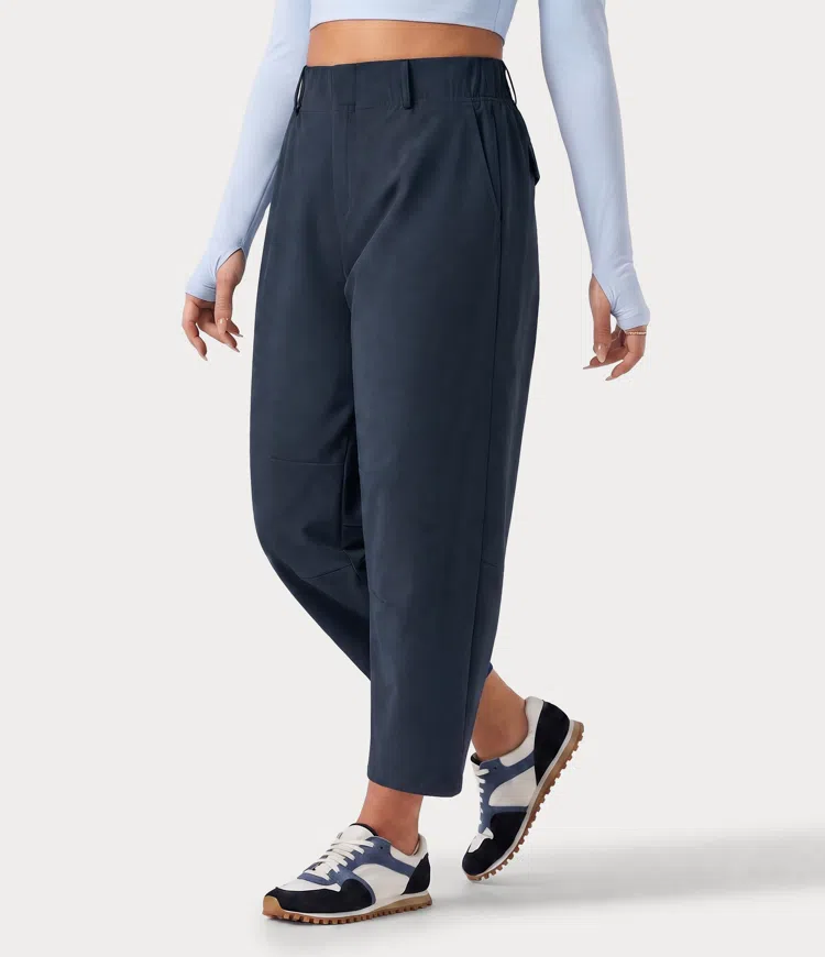 High Waisted Barrel Leg Dance Pants with Pockets