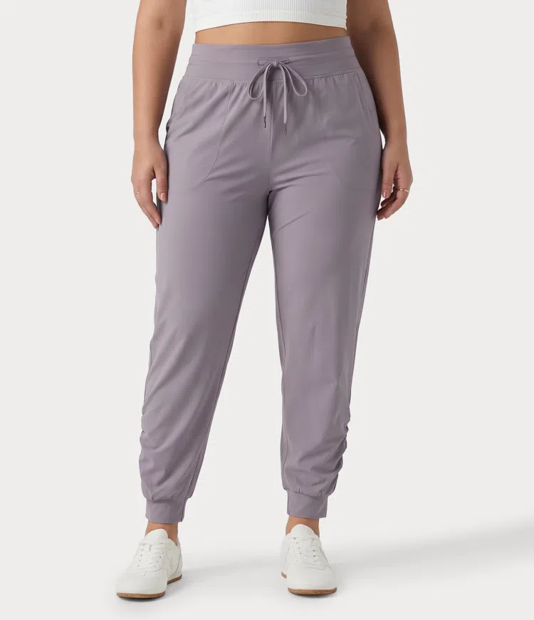 Halara UltraSculpt™ joggers de yoga froncés pour grande taille — taille haute, cordon de serrage et poches