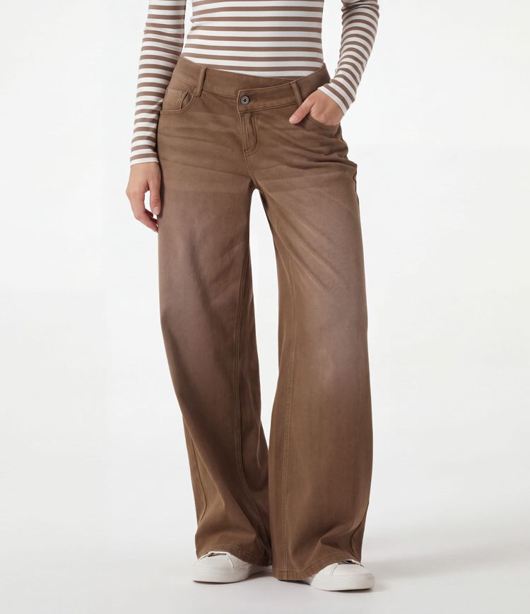 Halara Flex™ Asymmetric Low Rise Wide Leg Colorful Washed Casual Jeans with Pockets