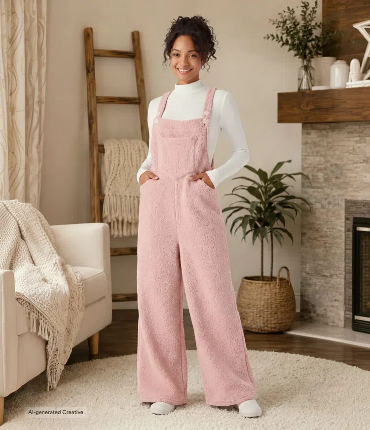 Pockets Casual Teddy Overalls