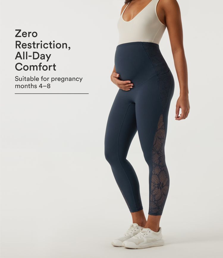 Halara UltraSculpt™ High Waisted Skinny Contrast Lace Yoga Maternity Leggings with Pockets