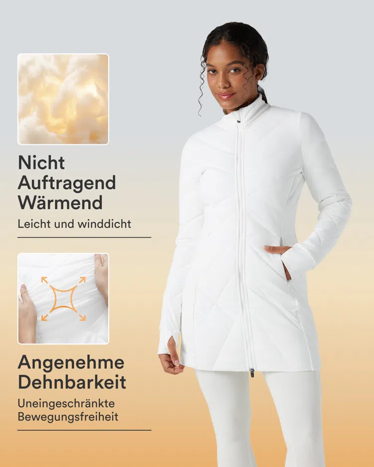PuffFlex - Lässige, gefütterte Jacke mit Stehkragen, Seitentaschen und doppeltem Reißverschluss