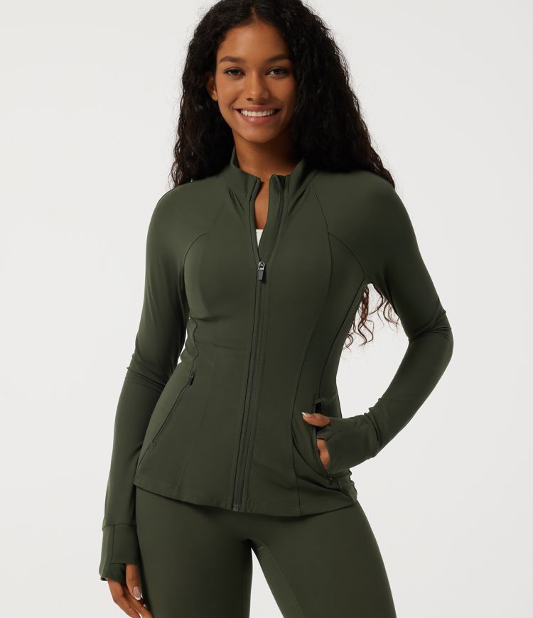 Halara UltraSculpt™ Mock Neck Long Sleeve Yoga Curvy Jacket with Pockets