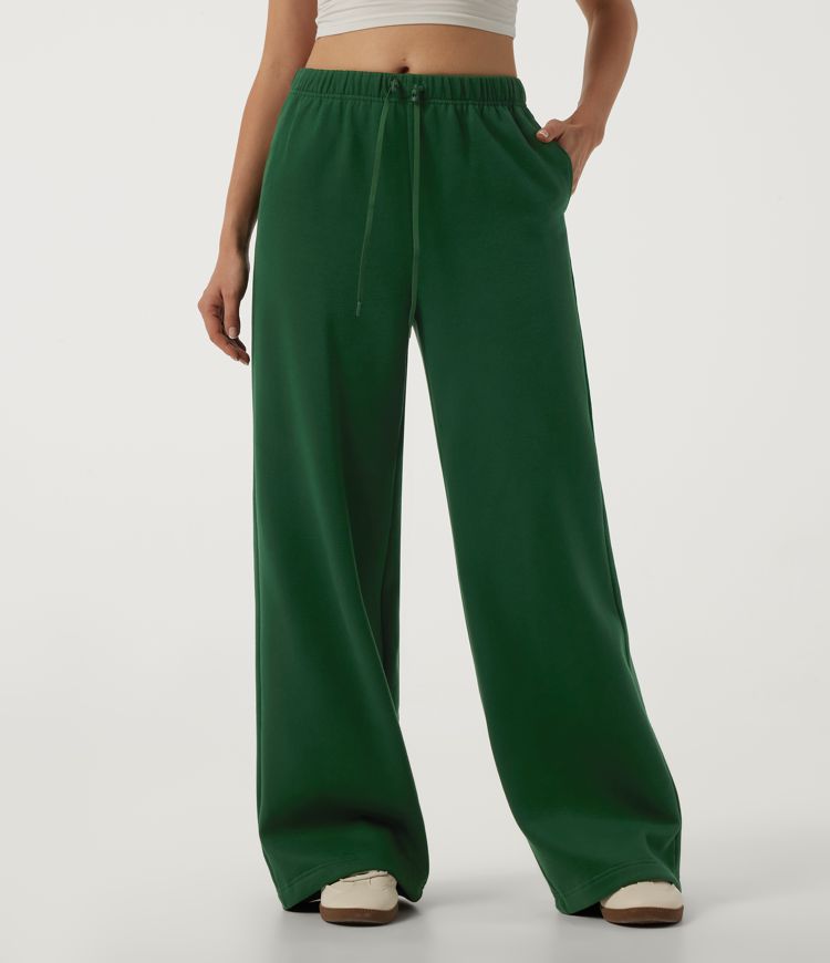 Mid Rise Drawstring Baggy Casual Cotton Sweatpants with Pockets