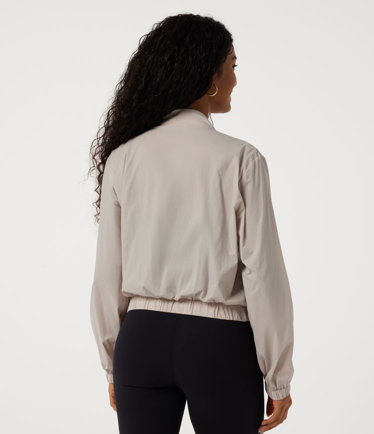 Subtle Parchment Water Repellent Stand Collar Long Sleeve Work Windbreaker Jacket with Pockets / 2