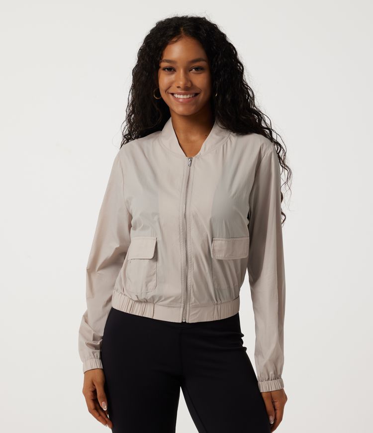 Water Repellent Stand Collar Long Sleeve Work Windbreaker Jacket with Pockets