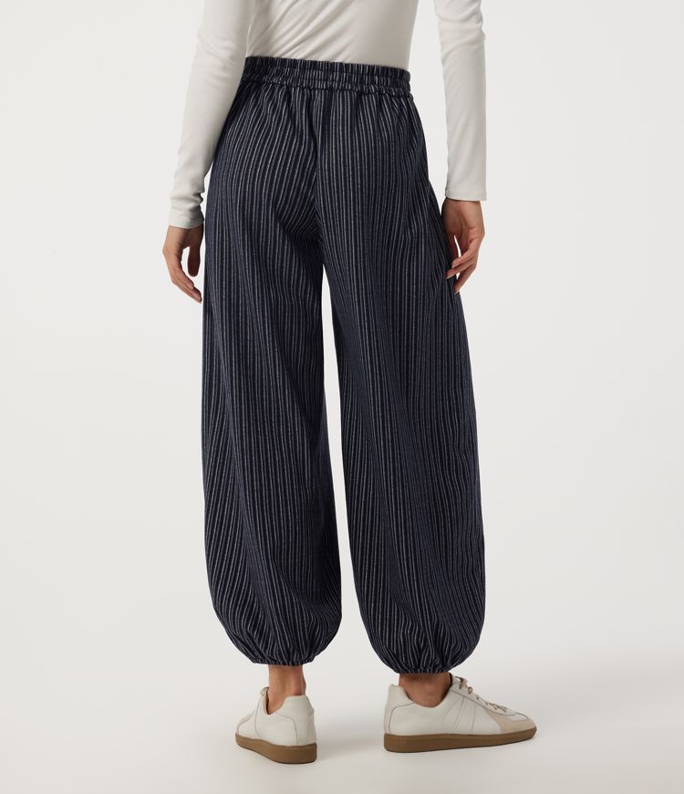 Navy Tide Pinstripe High Waisted Stripe Casual Pants with Pockets / 2