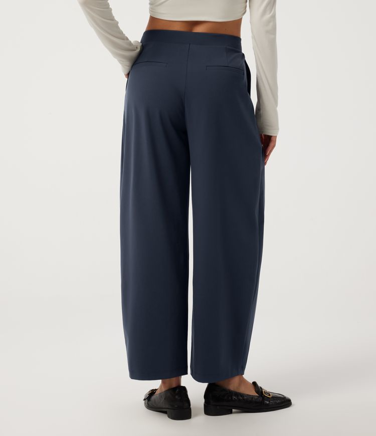 Midnight Blue Halara DayStretch™ Mid Rise Barrel Leg Work Pants with Pockets / 2