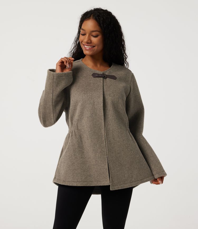 Round Neck Long Sleeve Work Jacket with Pockets