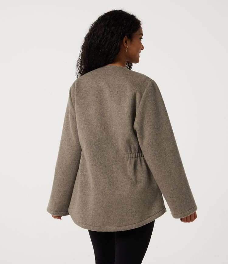 Shitake Round Neck Long Sleeve Work Jacket with Pockets / 2