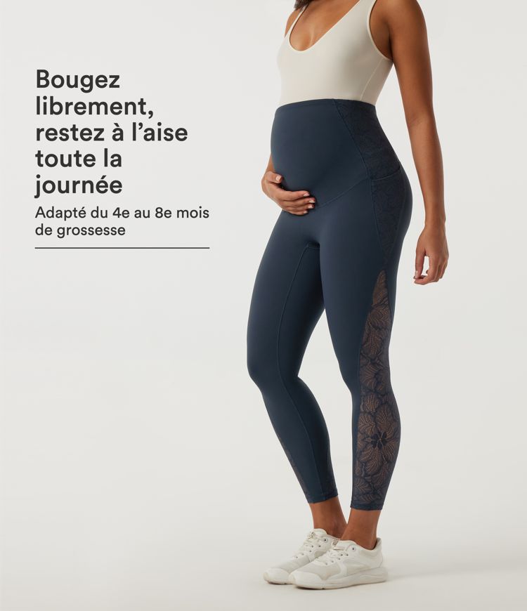 Legging yoga de grossesse Halara UltraSculpt™ à taille haute avec dentelle contrastante et poches