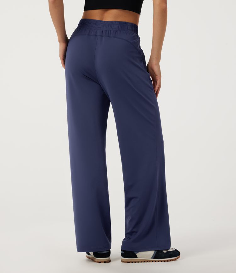 Black Iris Mid Rise Straight Leg Running Pants with Pockets / 2