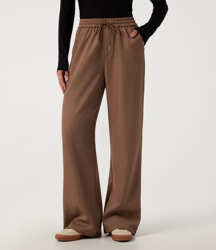 High Waisted Drawstring Baggy Color Block Casual Joggers with Pockets