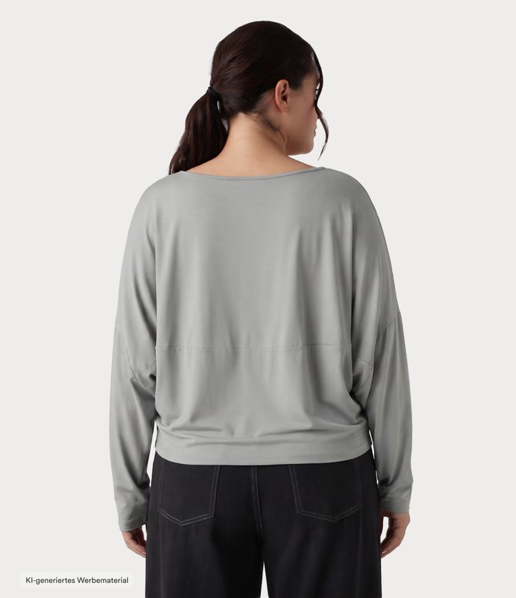Grau Lässiges Top mit Rundhalsausschnitt und langen Ärmeln - Plus Size, relaxed fit / 2