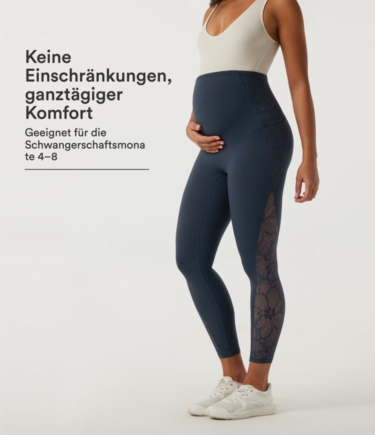 Halara UltraSculpt™ - Umstands-Yoga-Leggings mit hohem Bund, Seitentaschen und Kontrastspitze - skinny fit