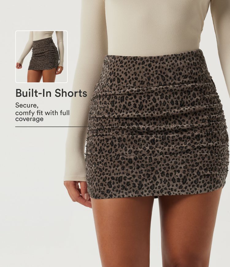 High Waisted Leopard Print A-Line Casual Mini Skirt