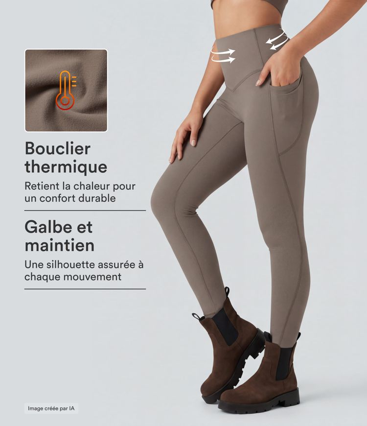 Legging yoga polaire thermique  gainant taille haute Halara UltraSculpt™ Heat avec poches