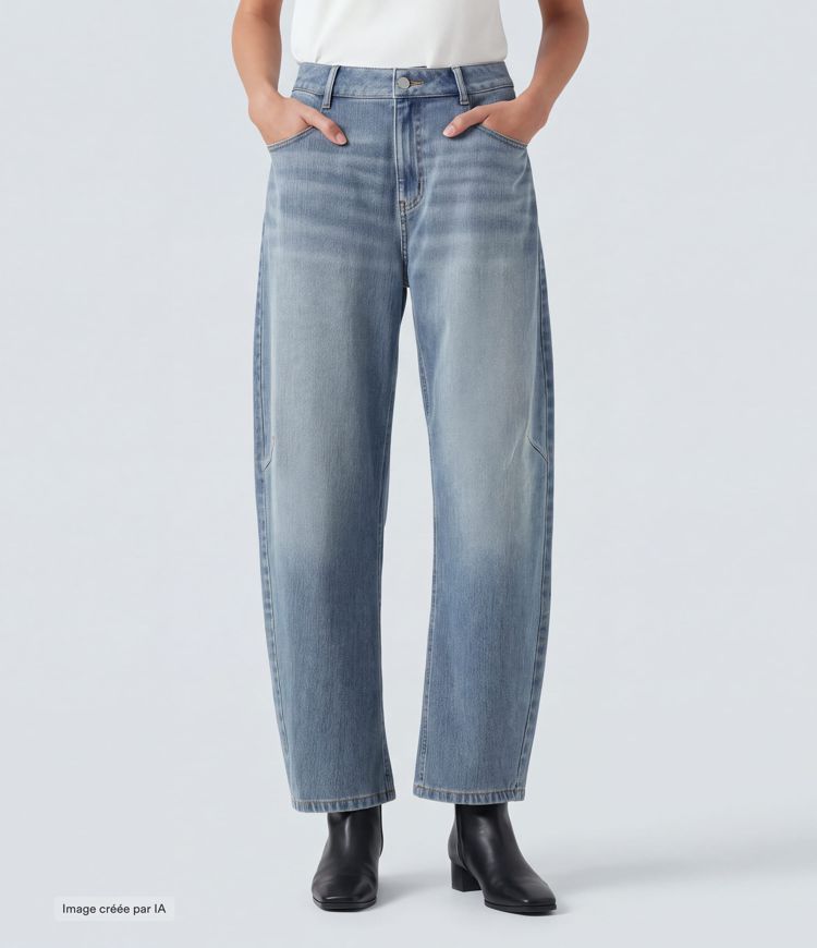 Jean coupe barrel Halara Flex™ taille haute avec poches