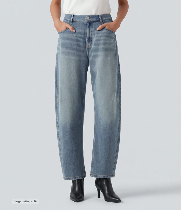 Jean coupe barrel Halara Flex™ taille haute avec poches