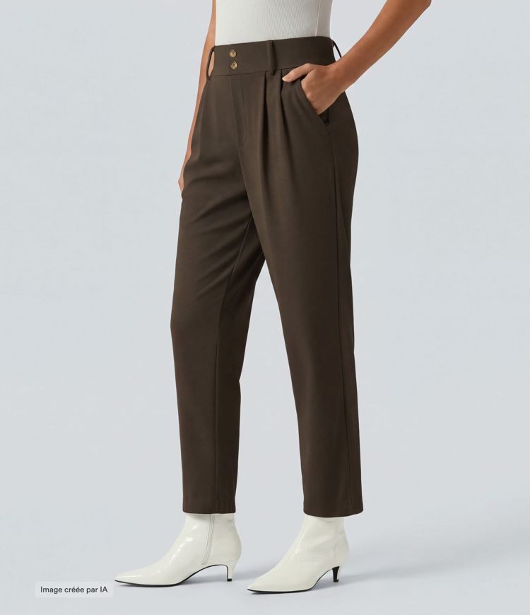 Halara Flex™ Pantalon tailleur fuselé taille haute en tissu gaufré avec poches