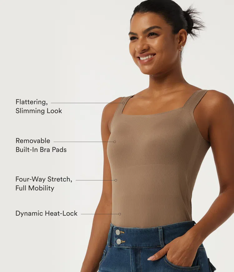 Amphora Square Neck Built-in Bra Casual Tank Top for B-DD Cups / 2
