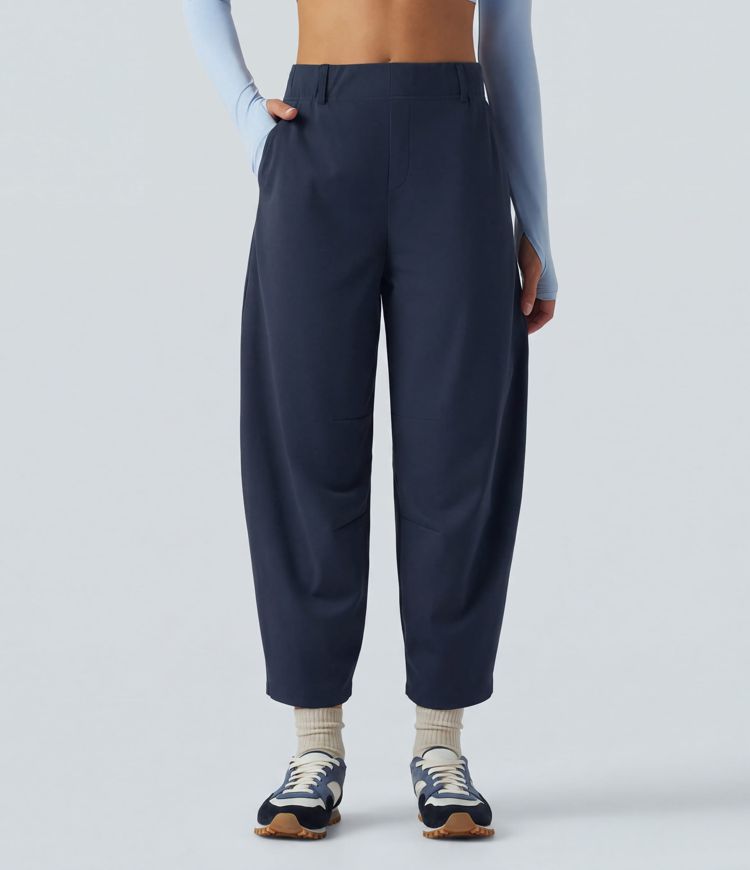 DayStretch High Waisted Barrel Leg Dance Trousers with Pockets