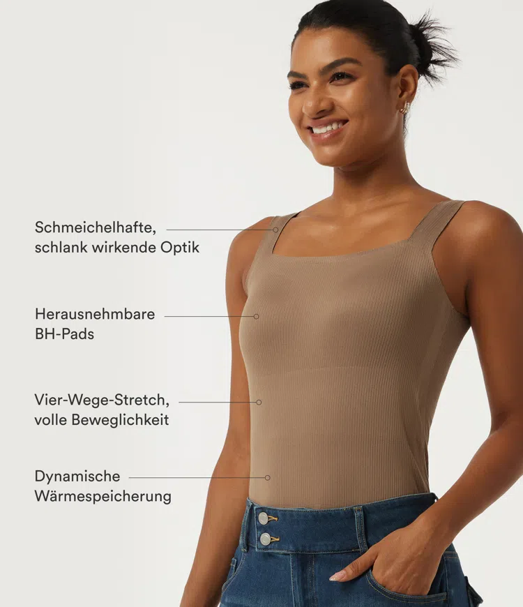 Amphora Lässiges Tanktop mit eckigem Ausschnitt und integriertem BH - B-DD Cups / 2