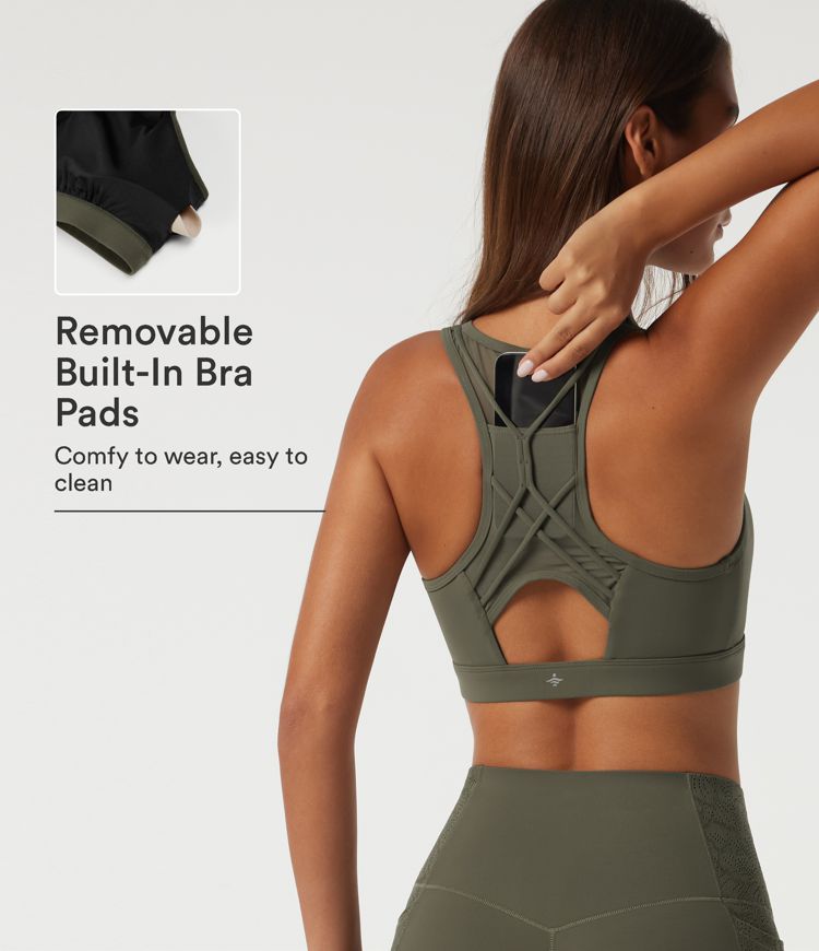 Halara UltraSculpt™ Medium Support U Neck Built-in Bra Racerback Training Sports Bra with Pocket