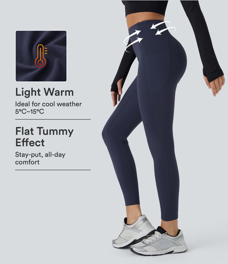 SoftlyZero™ Plush Thermal High Waisted Tummy Control Pocket Workout Leggings