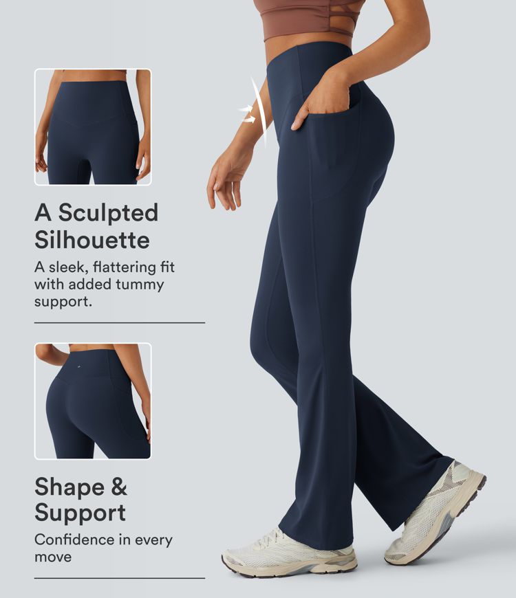 Halara UltraSculpt™ High Waisted Tummy Control Pocket Shaping Yoga Bootcut Leggings