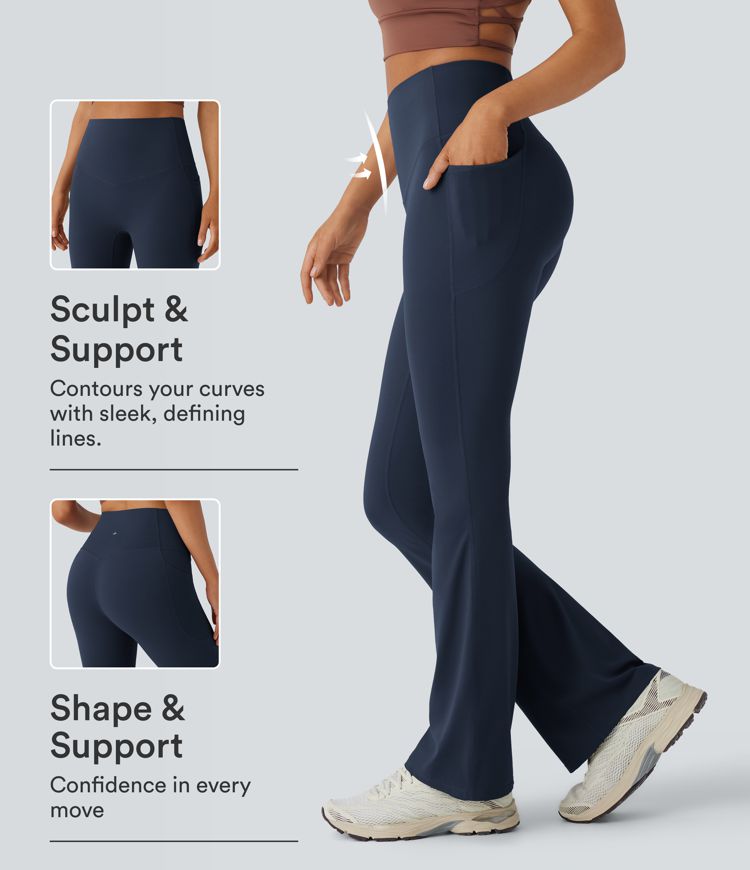 Halara UltraSculpt™ High Waisted Tummy Control Pocket Shaping Yoga Bootcut Leggings