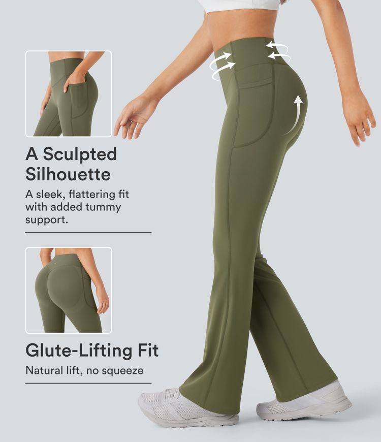 Halara UltraSculpt™ High Waisted Scrunch Butt Lifting Tummy Control Pocket Shaping Yoga Bootcut Leggings