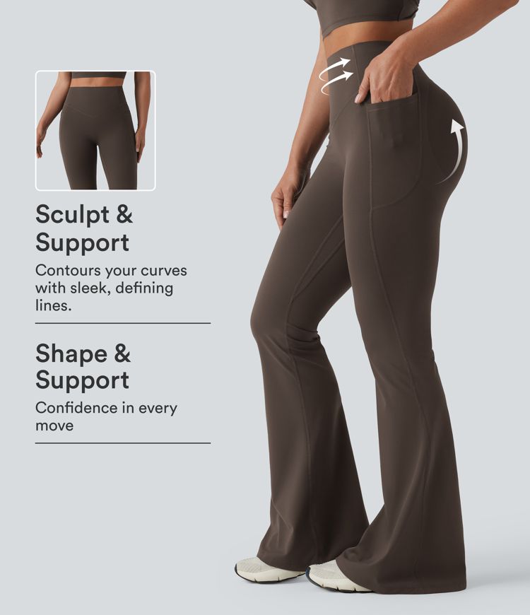 Halara UltraSculpt™ High Waisted Scrunch Butt Lifting Tummy Control Shaping Yoga Flare Leggings with Pockets