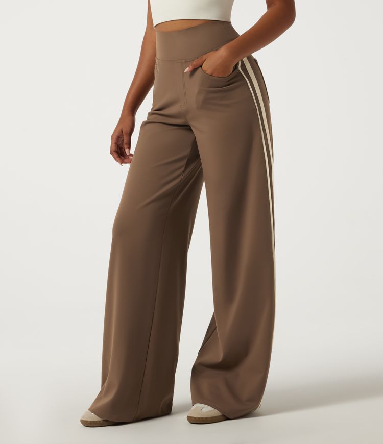 Halara DayStretch™ High Waisted Stripe Wide Leg Flowy Washed Casual Jeans with Pockets