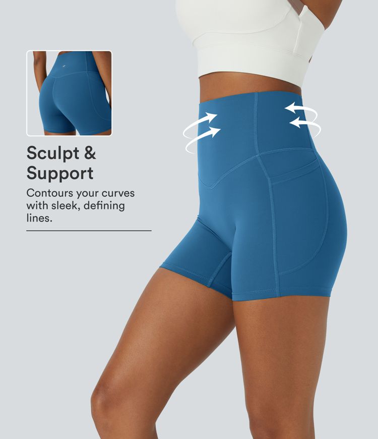 Halara UltraSculpt™ High Waisted Tummy Control Side Pocket Shaping Training Biker Shorts 5''